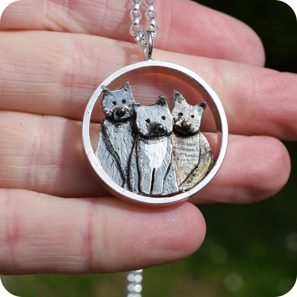 Spencer, Tigger and Blue: 3 Cat Custom Necklace
