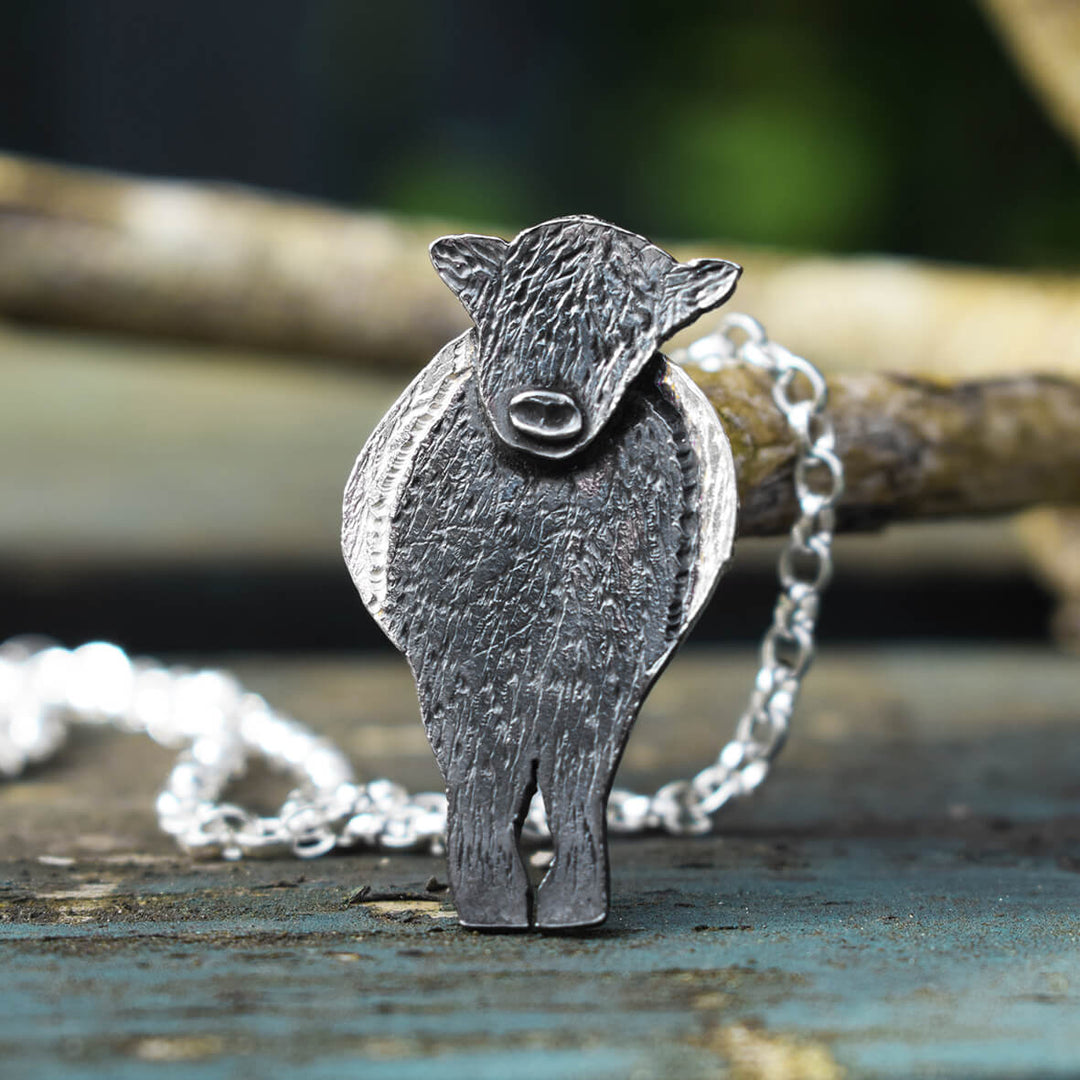 beltie cow, belted galloway necklace, cow necklace, scottish jewellery