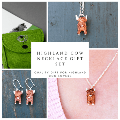 highland cow gift set, highland cow jewellery, highland cow gift for woman, highland cow gift idea, highland cow christmas present for woman