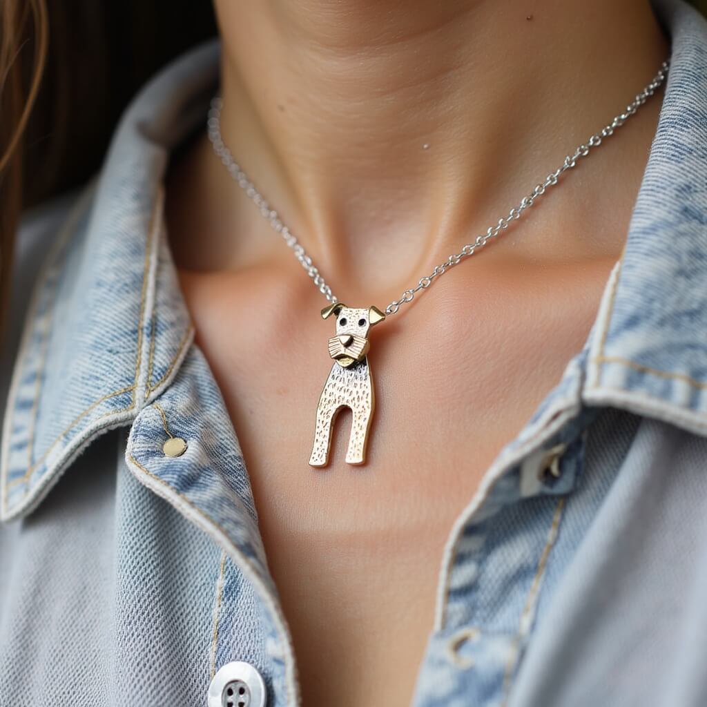gold Airedale Terrier, gold dog necklace, dog jewellery, dog gift for woman, Airedale Terrier