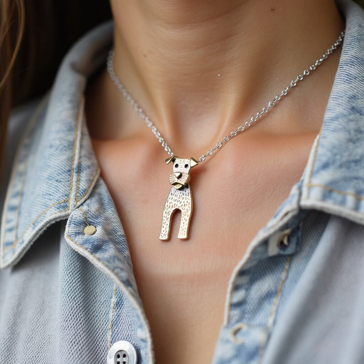 gold Airedale Terrier, gold dog necklace, dog jewellery, dog gift for woman, Airedale Terrier