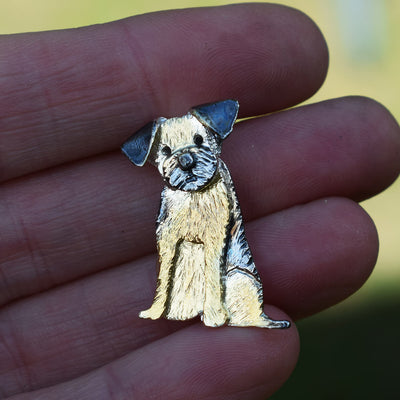 gold Border Terrier necklace, gold Border Terrier pendant, Border Terrier jewellery, present for Border Terrier lover