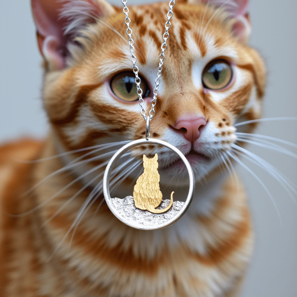 gold cat necklace, gold and silver cat necklace, gold cat pendant, gold cat jewellery, silver cat jewellery, gold cat gift, silver cat present, cat jewellery, cat gift for wife, cat birthday present, cat memorial jewellery
