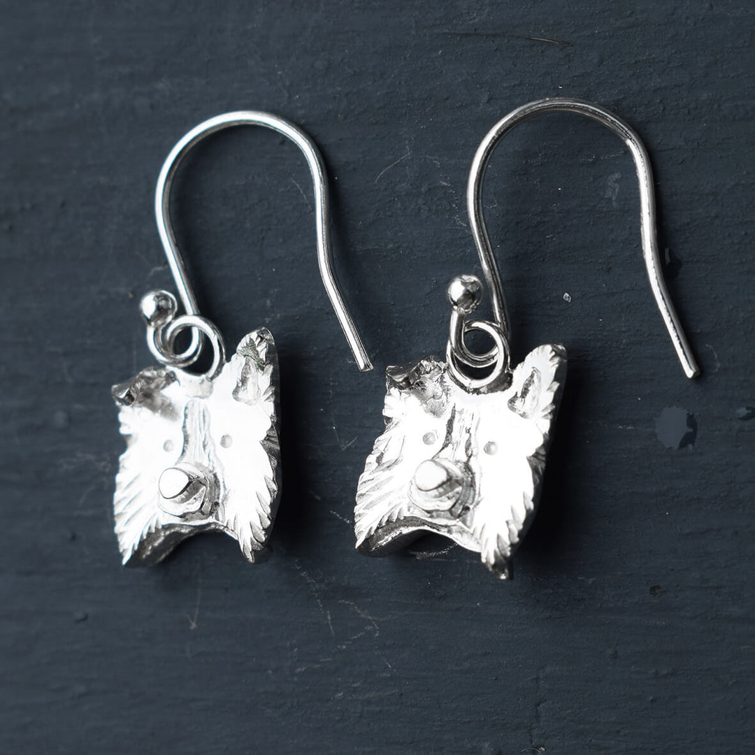 Border Collie Earrings, dangly collie earrings,  Border Collie  jewellery, gift for Border Collie  owner, silver  Border Collie  earrings,  Border Collie  memorial for woman