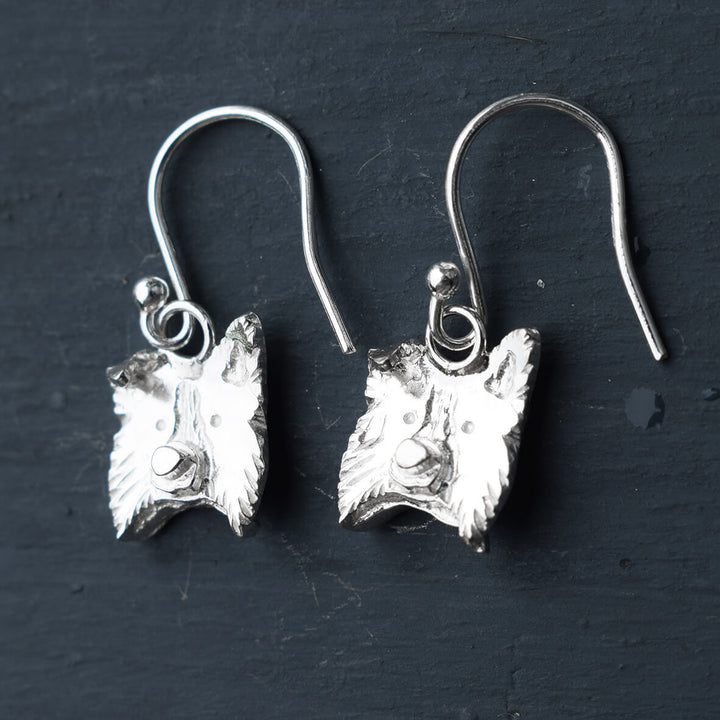 Border Collie Earrings, dangly collie earrings,  Border Collie  jewellery, gift for Border Collie  owner, silver  Border Collie  earrings,  Border Collie  memorial for woman