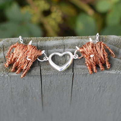 Highland Cow 'Love Moo' necklace, highland cow gift for her, Scottish jewellery