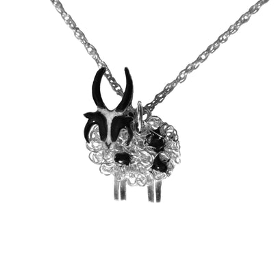 Silver Jacob 4 horned sheep necklace - FreshFleeces, jacob sheep jewellery, jacob sheep jewelry, horned sheep necklace, horned sheep jewellery, jacob sheep gift, horned sheep present