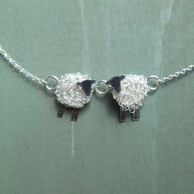 2 sheep necklace, love ewe, 'Love Ewe' silver sheep necklace - Suffolk sheep gift for her