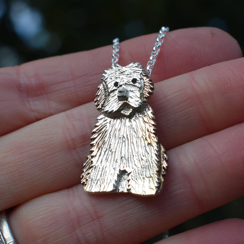 rose gold and silver Old English Sheepdog necklace, Old English Sheepdog necklace, Old English Sheepdog pendant, Old English Sheepdog gift for her