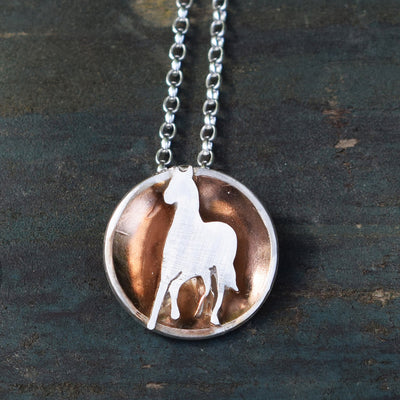 silver horse necklace, horse pendant, jewellery for horse lover, trotting horse necklace, necklace for horse lover, horse jewellery for woman, horse gift for wife