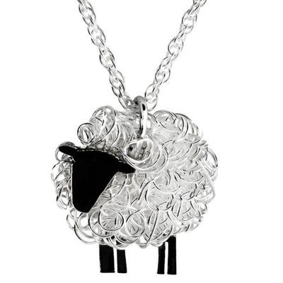 Silver sheep pendant facing left - FreshFleeces, sheep jewellery, sheep jewelry, suffolk sheep gift, necklace for farmer, necklace for shepherdess, gift for vet, silver sheep necklace, sheep gift, sheep present for women, countryside earrings, welsh necklace, welsh gift, welsh jewellery