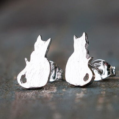 silver cat earrings, cat stud earrings, cat jewellery, silver cat jewellery, cat studs