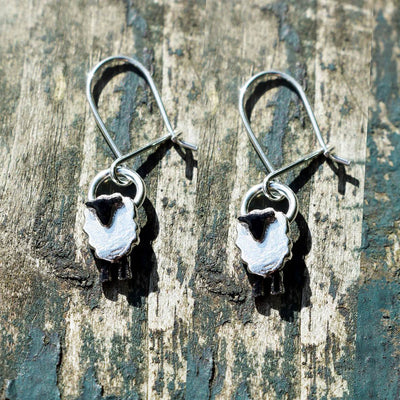 suffolk sheep earrings, sheep dangly earrings, sheep gift for woman, suffolk sheep present for woman