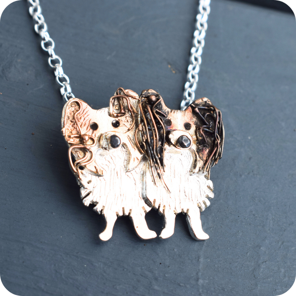 Bella and Iris - Custom Papillon Dog Necklace