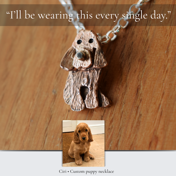 custom puppy necklace, cocker spaniel necklace, pet memorial jewellery