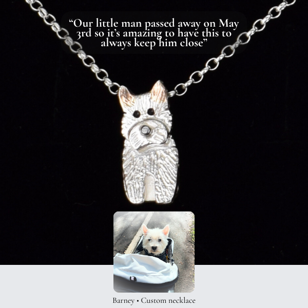 custom westie dog necklace, pet memorial jewellery, pet loss gift