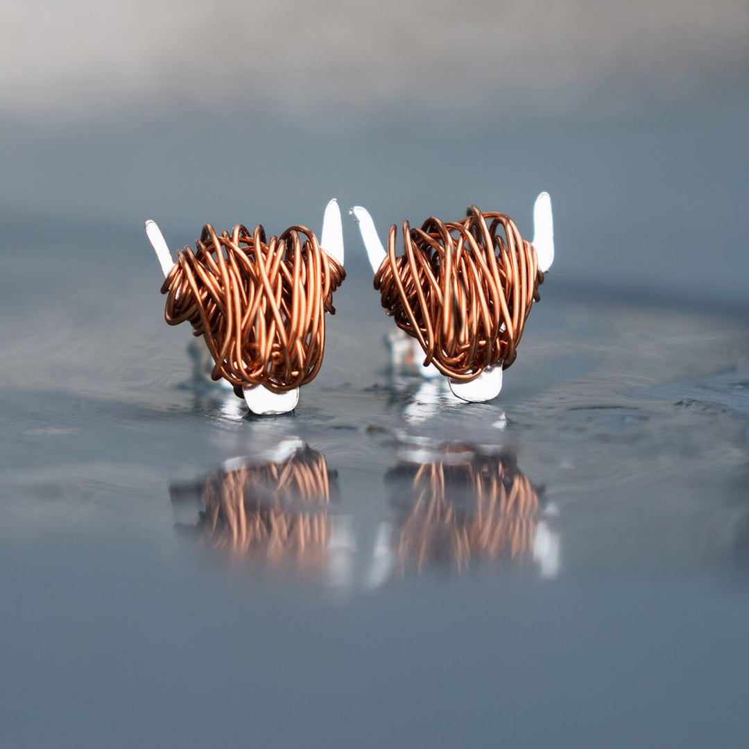 highland cow earrings, scottish earrings, scottish jewellery, cow jewellery