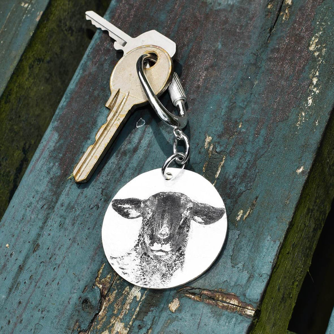 silver sheep keyring, suffolk sheep keyring, sheep keyring, gift for farmer