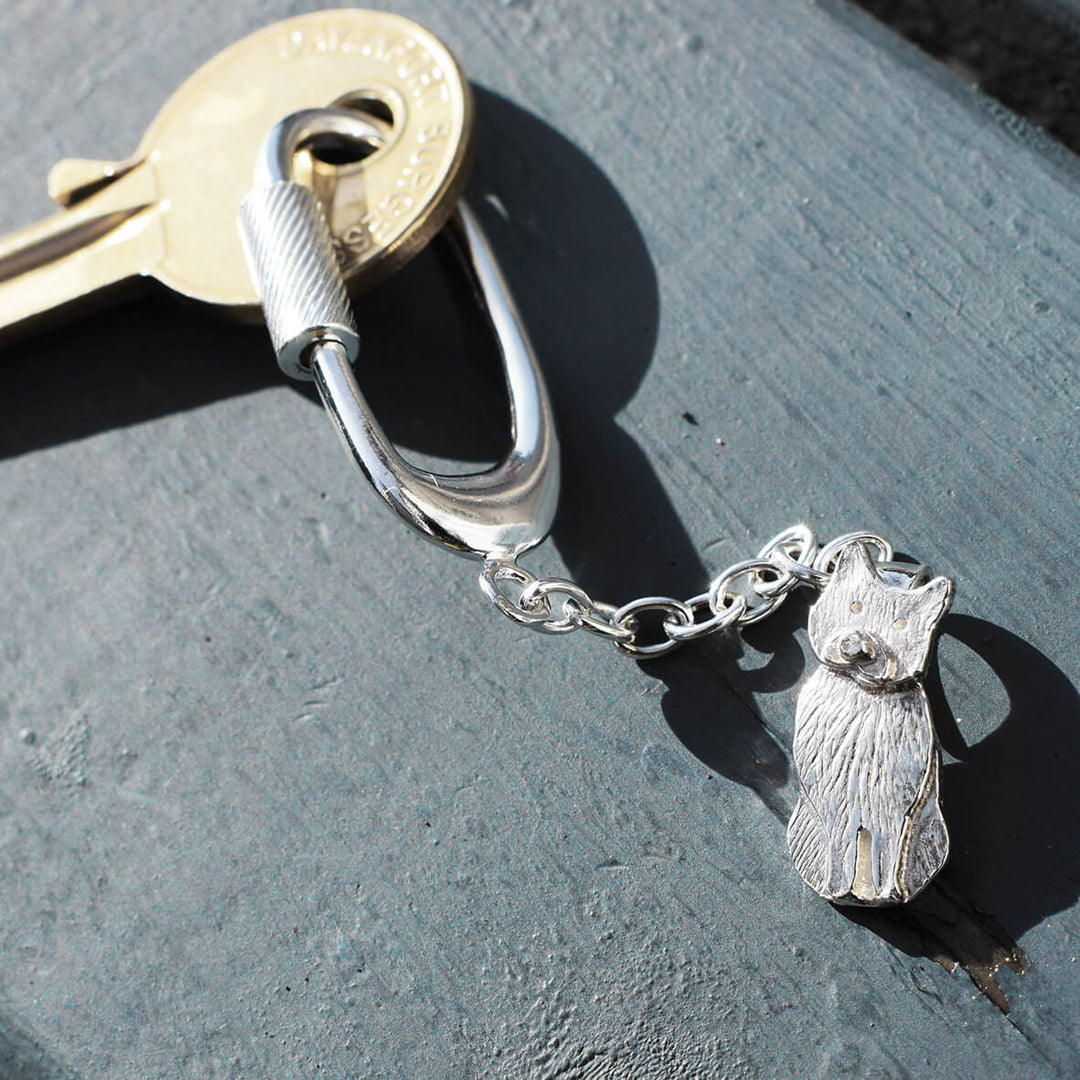 silver cat keyring, silver animal keyrings, silver animal keychains, keyrings for animal lovers