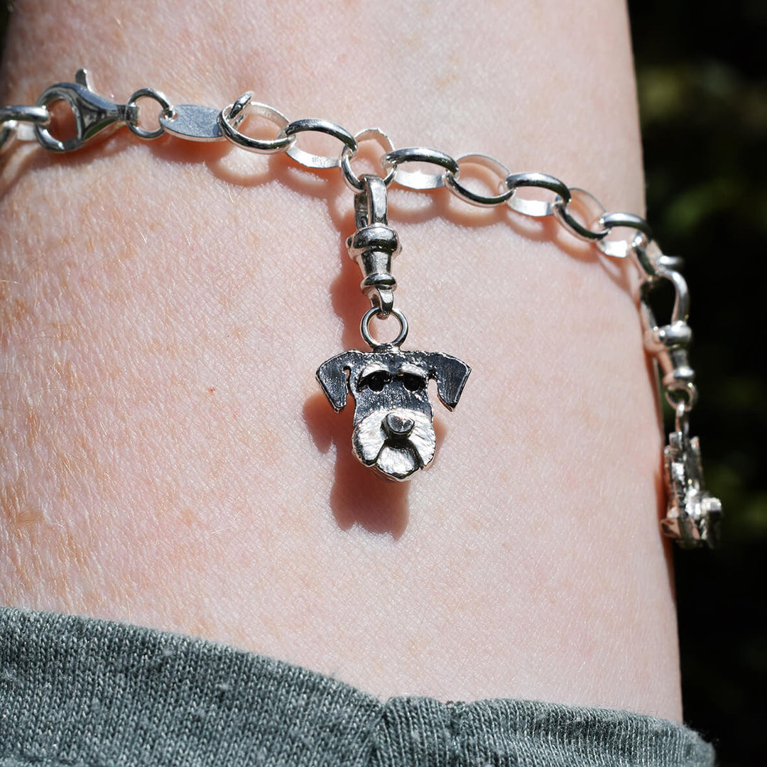 mini schnauzer charm, silver dog jewellery, mini schnauzer jewellery