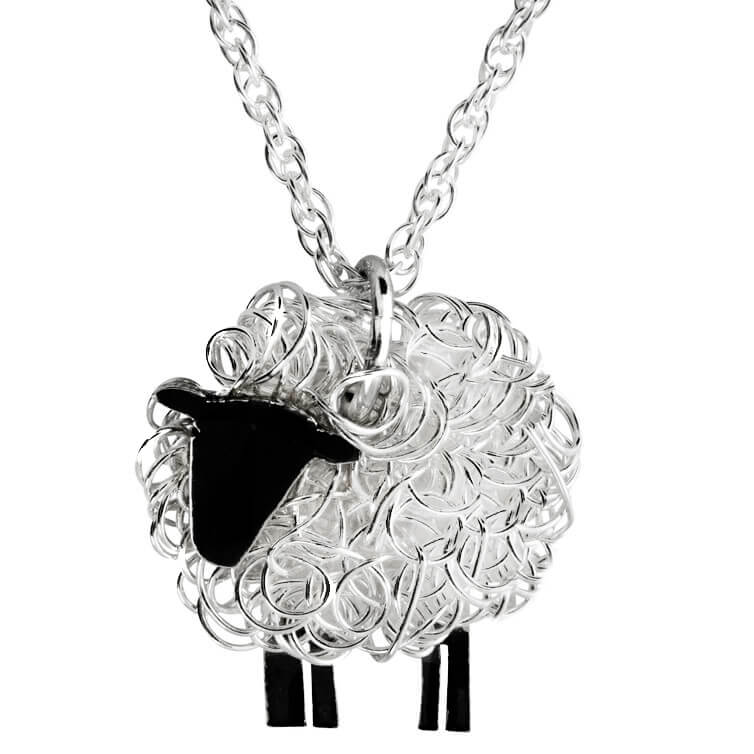 silver sheep necklace, sheep pendant, sheep jewellery, present for sheep lover