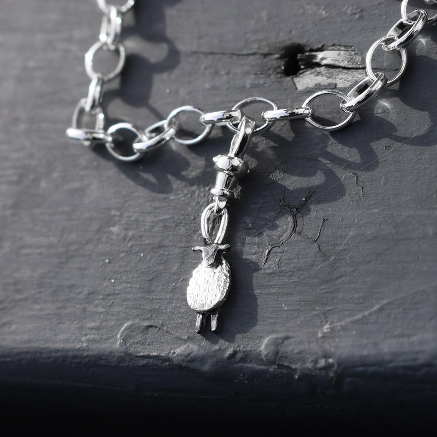 suffolk sheep charm bracelet, silver sheep charm, sheep bracelet, silver sheep jewellery, sheep gift for wife, sheep present for mum. sheep themed gift. suffolk sheep