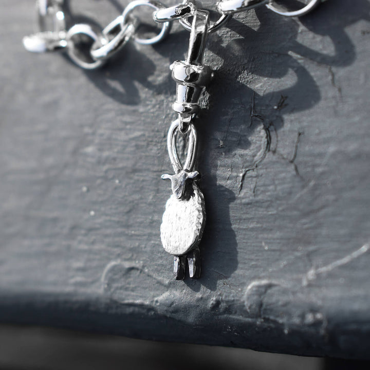 suffolk sheep charm bracelet, silver sheep charm, sheep bracelet, silver sheep jewellery, sheep gift for wife, sheep present for mum. sheep themed gift. suffolk sheep