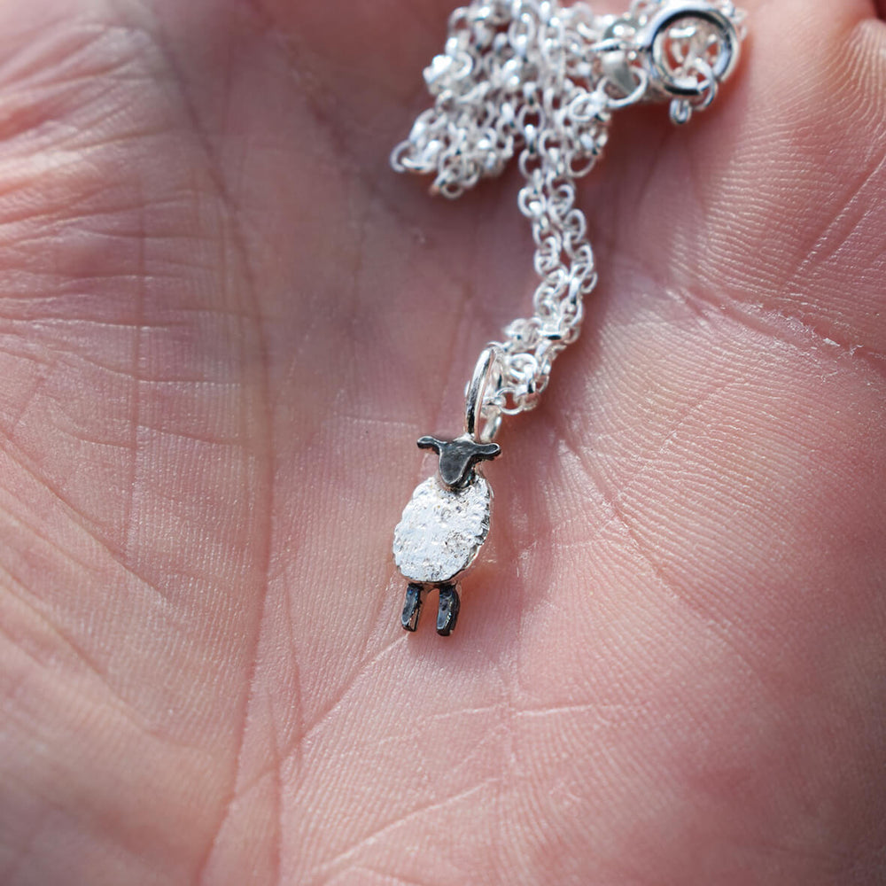 suffolk sheep necklace, silver sheep necklace, sheep pendant, silver sheep jewellery, sheep gift for wife, sheep present for mum. sheep themed gift. suffolk sheep