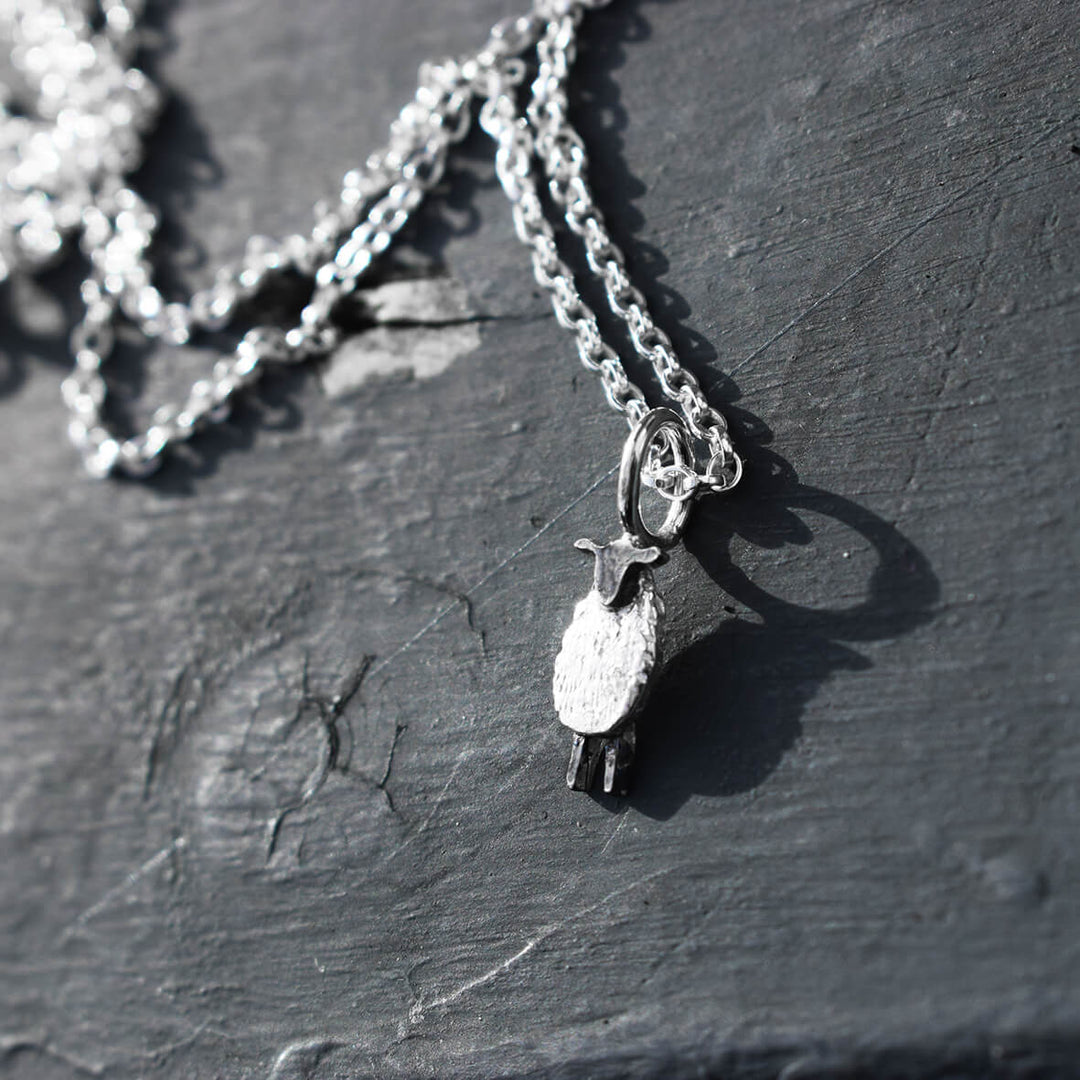 suffolk sheep necklace, silver sheep necklace, sheep pendant, silver sheep jewellery, sheep gift for wife, sheep present for mum. sheep themed gift. suffolk sheep