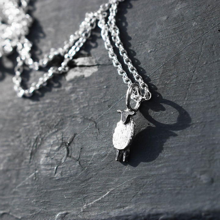 suffolk sheep necklace, silver sheep necklace, sheep pendant, silver sheep jewellery, sheep gift for wife, sheep present for mum. sheep themed gift. suffolk sheep