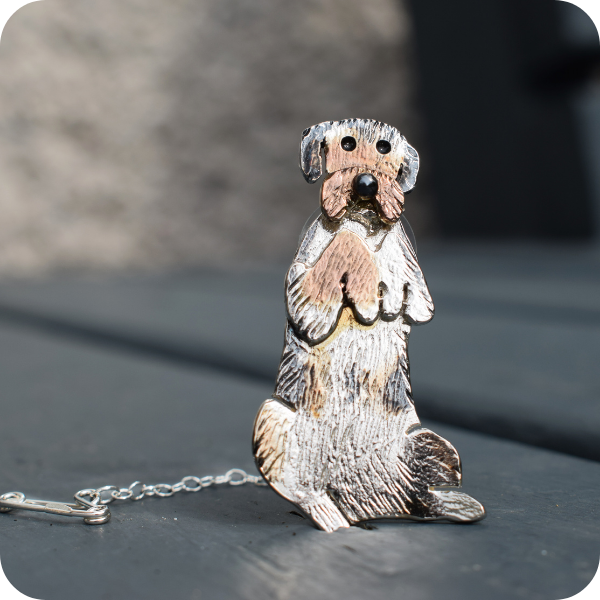 dog memorial brooch, personalised dog gift for woman, wire coated dog brooch