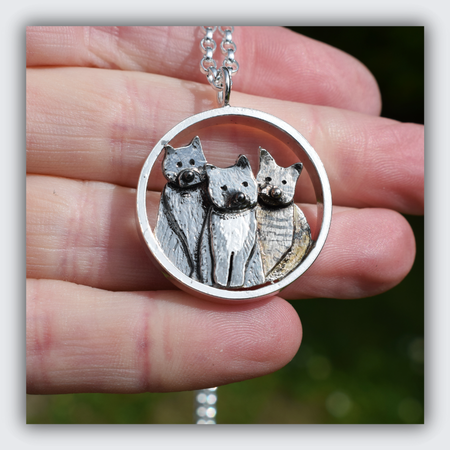 necklace with my 3 cats, cat memorial gift, cat jewellery