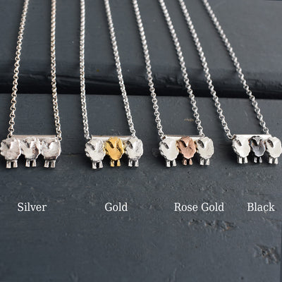 Stand Out From The Flock - 3 Sheep Silver Necklace - Give a Gift of Courage
