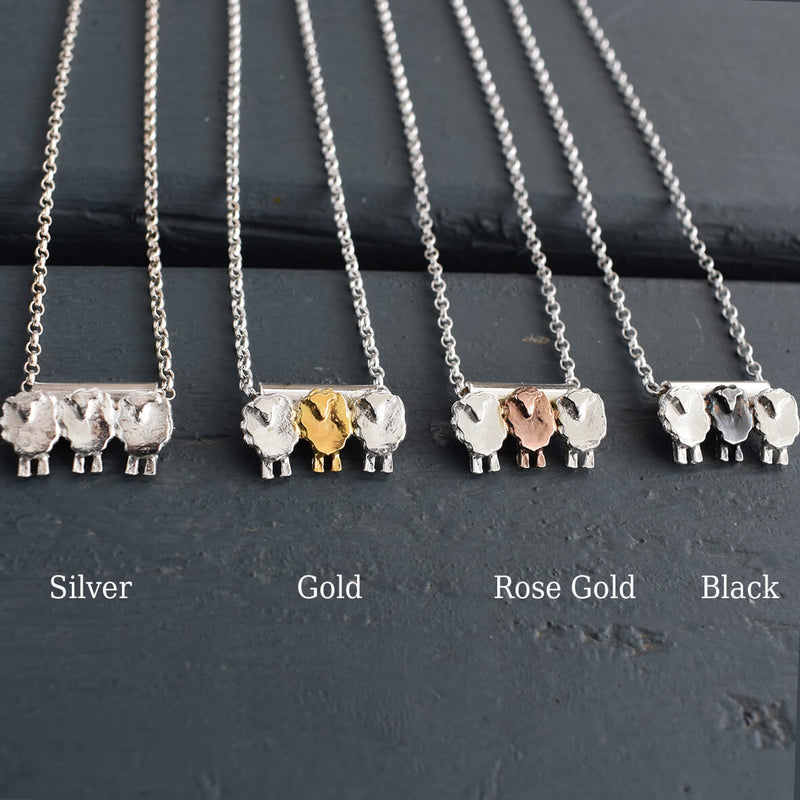 Stand Out From The Flock - 3 Sheep Silver Necklace - Give a Gift of Courage