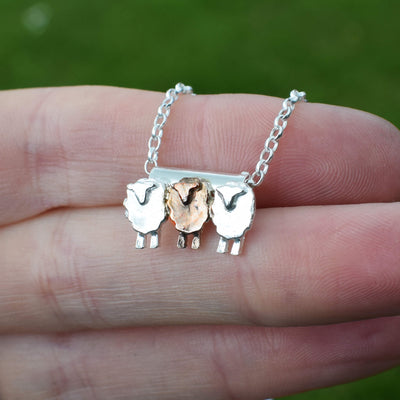 Stand Out From The Flock - 3 Sheep Silver Necklace - Give a Gift of Courage