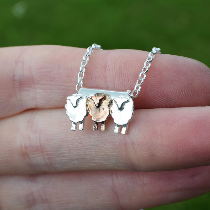 Stand Out From The Flock - 3 Sheep Silver Necklace - Give a Gift of Courage