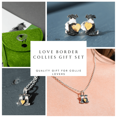 border collie gift set, collie dog gift set, sheepdog gift set, border collie jewellery, collie jewellery, sheepdog jewellery