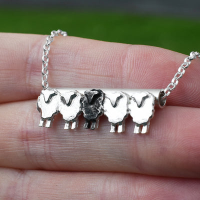 Silver Sheep Necklace, stand Out Jewellery, Individuality Symbol, Empowering necklace ,Gifts Of Inspiration, Unconventional Style, Distinct Pathways, Gifts From The Heart, Jewellery With Meaning ,Symbol Of Courage, Empowerment Charm, Jewellery With Message, flock of sheep necklace, sheep gift for daughter 