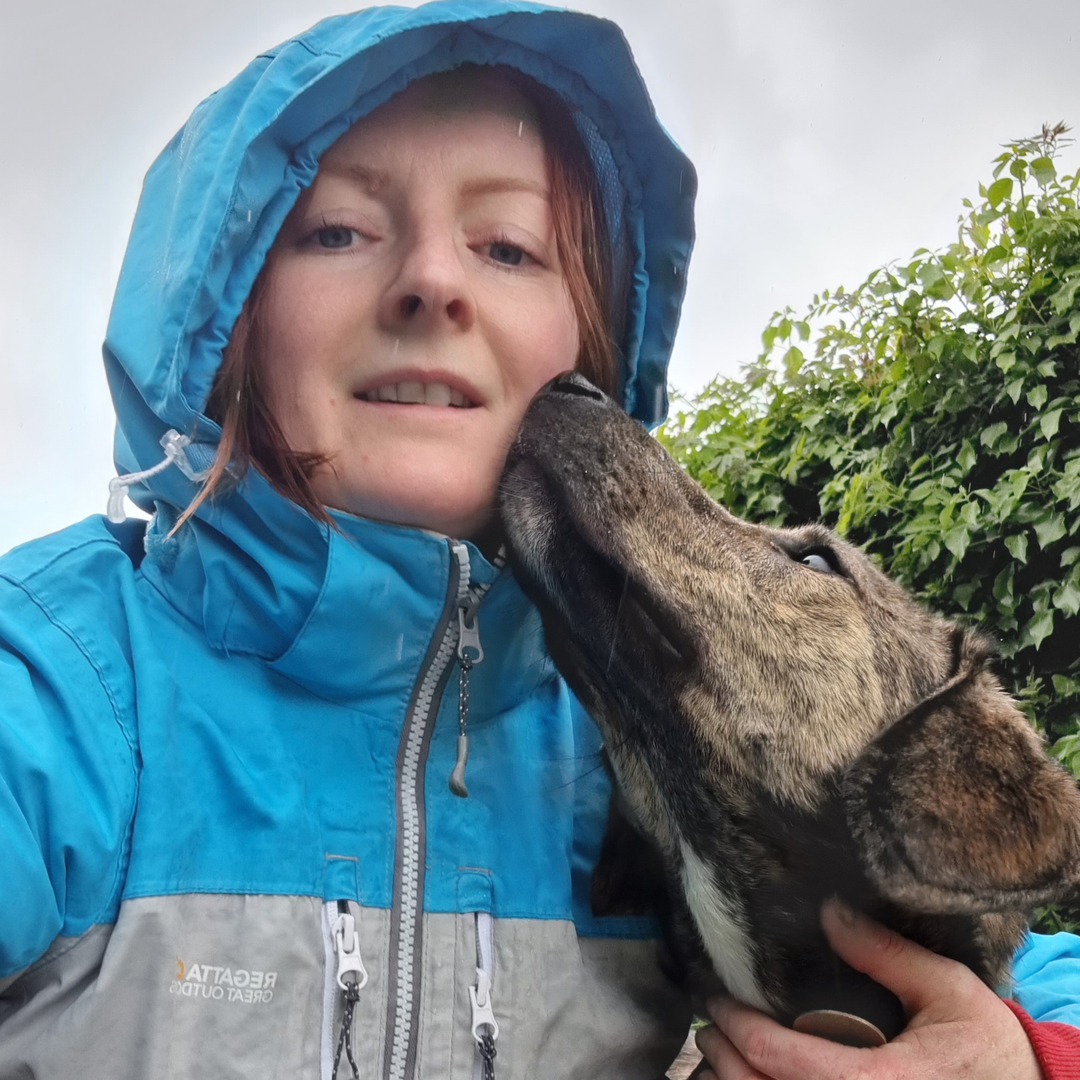 Pet jewellery artist avril manderson and dog ziggy