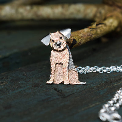 rose gold Border Terrier necklace, border terrier pendant, Border Terrier jewellery, Border Terrier gift