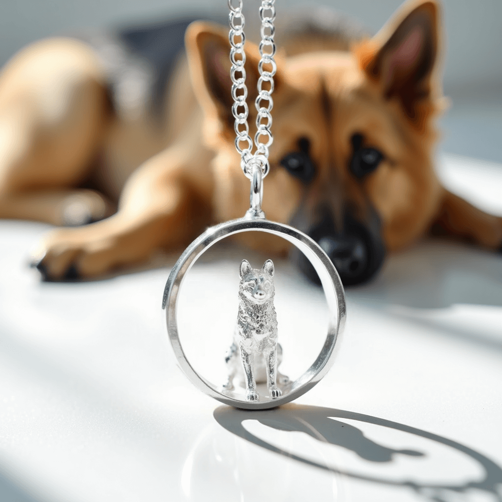 Handcrafted Sterling Silver German Shepherd Necklace, Perfect for Dog Lovers, silver dog necklace, silver alsatian dog necklace, german shepherd jewellery, german shepherd gift for wife