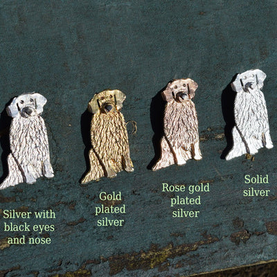 golden retriever brooch, golden retriever pin, golden retriever jewellery, silver dog brooch, retriever brooch