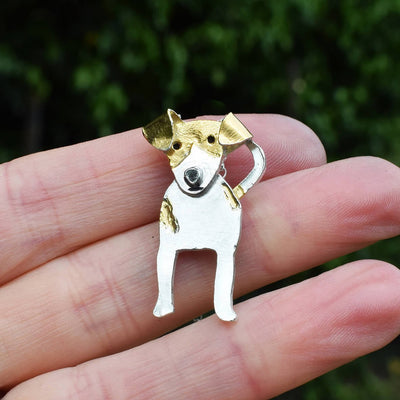 jack russell brooch, silver dog brooch, dog brooch, terrier brooch, gift for jack russell owner, jack russell present for woman