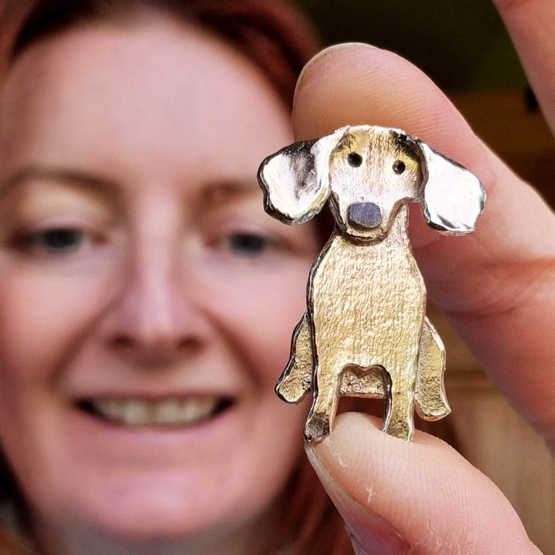 rose gold dachshund brooch, dachshund necklace, sausage dog gift, doxie gift, doxie jewellery