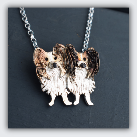 papillon dog memorial necklace, custom dog loss gift