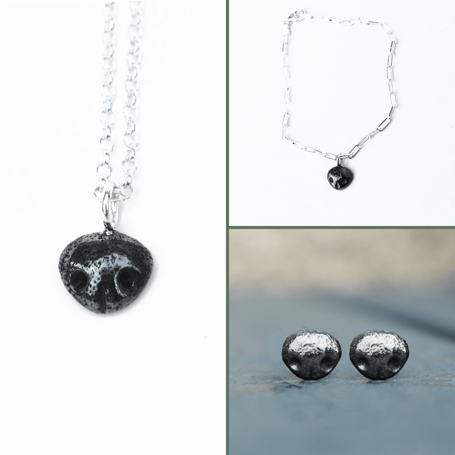 dog nose necklaces, dog jewellery for wife, dog present for woman, dog gift set