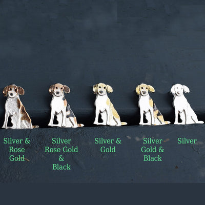 beagle brooch, beagle pin, silver dog brooch, hunting dog gift, hunting hound jewellery, silver hound brooch