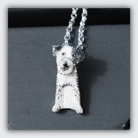 custom silver terrier necklace, dog memorial necklace