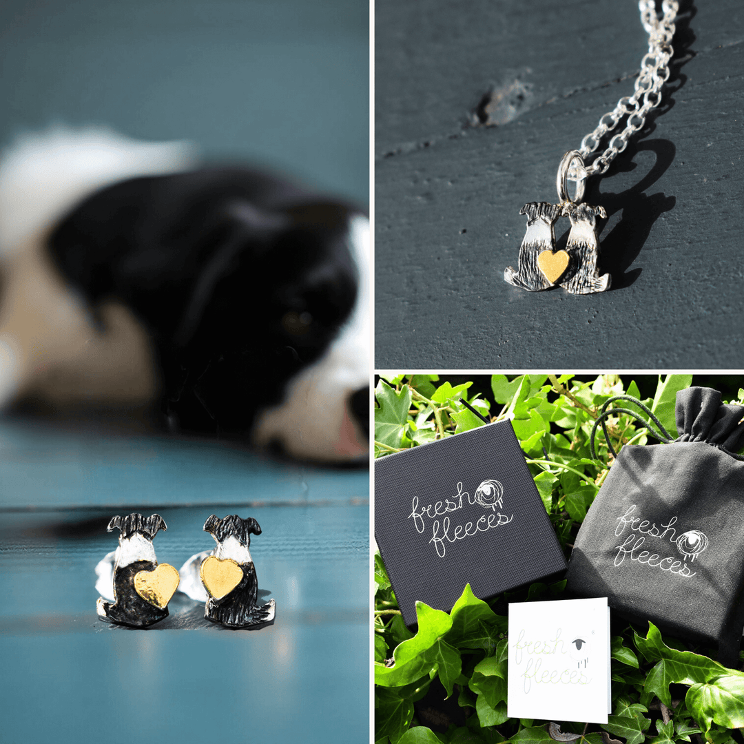 border collie gift set, collie jewellery, christmas gift for collie woman, border collie jewellery