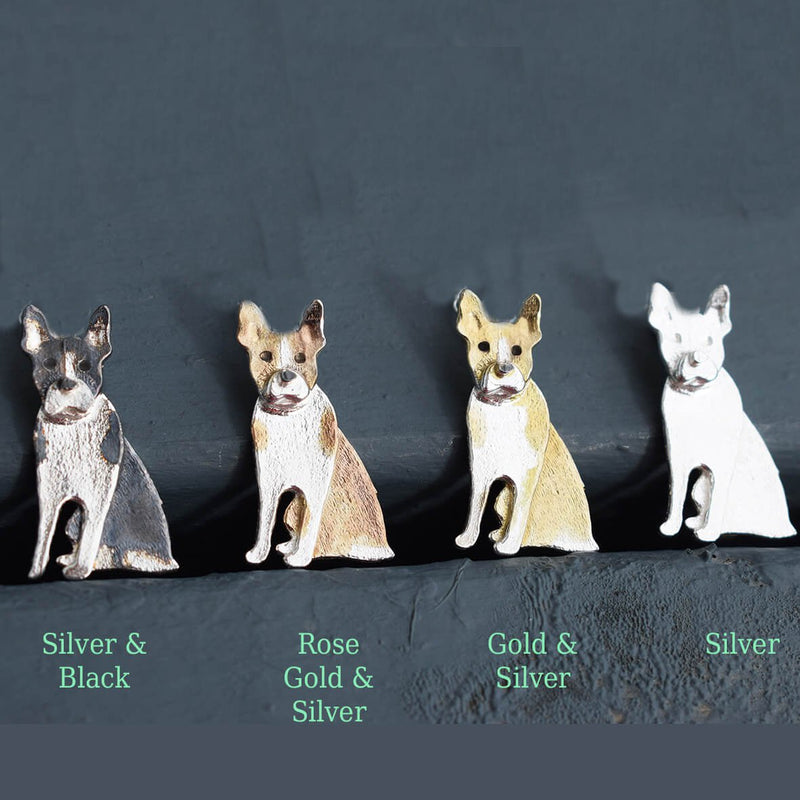 boston terrier brooch, boston terrier gift for woman, boston terrier present, silver dog brooch, silver terrier brooch
